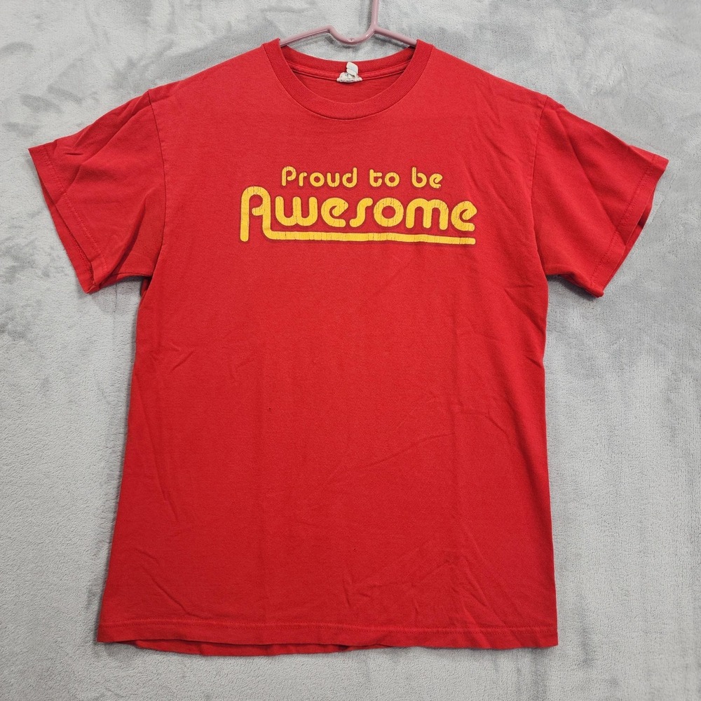 Vintage Delta Pro Weight Tee Mens M Red Proud To Be Awesome Graphic Funny Casual